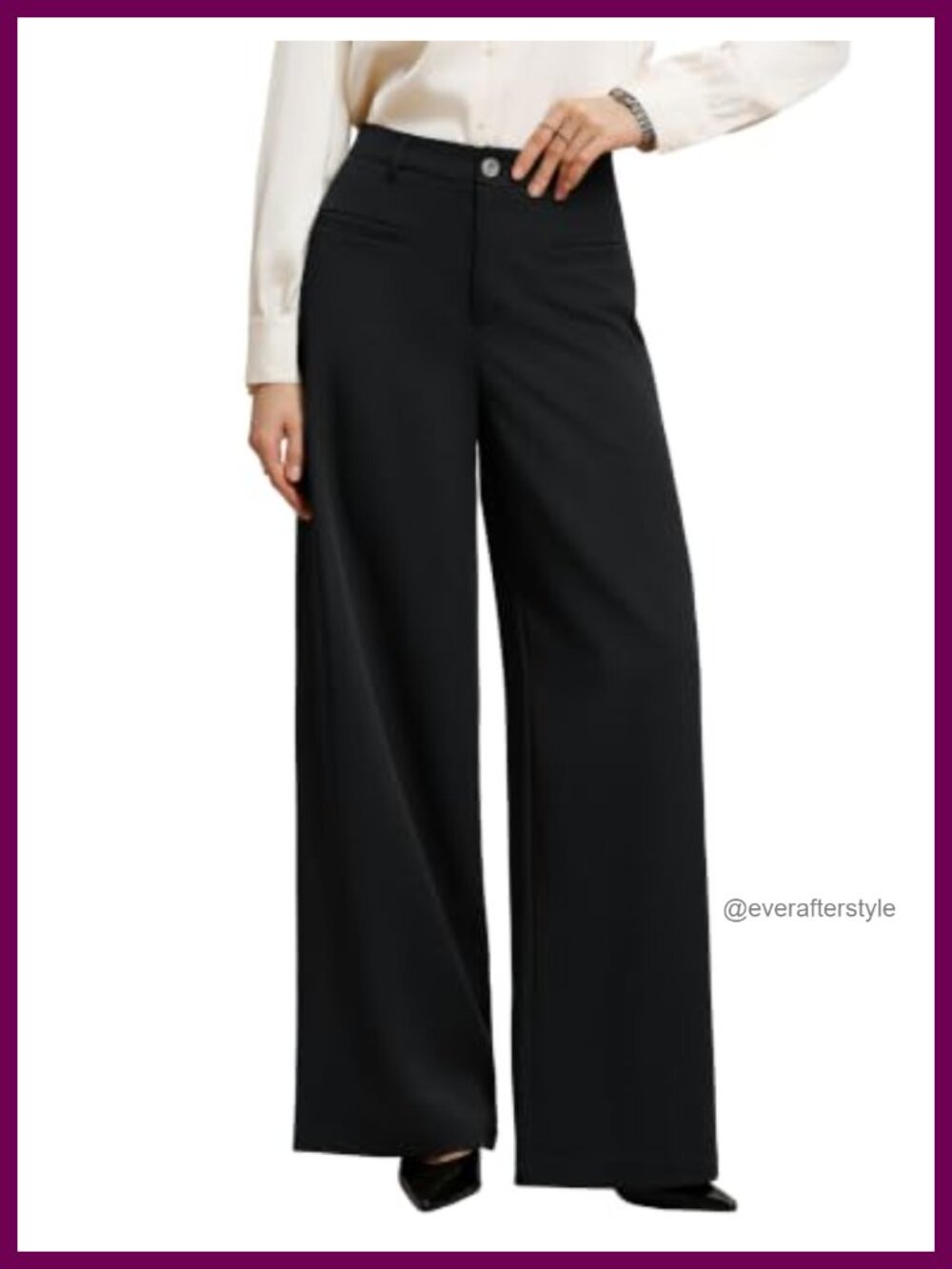 Wide Leg High Waist Business Casual Dress Pants Trousers Work Office